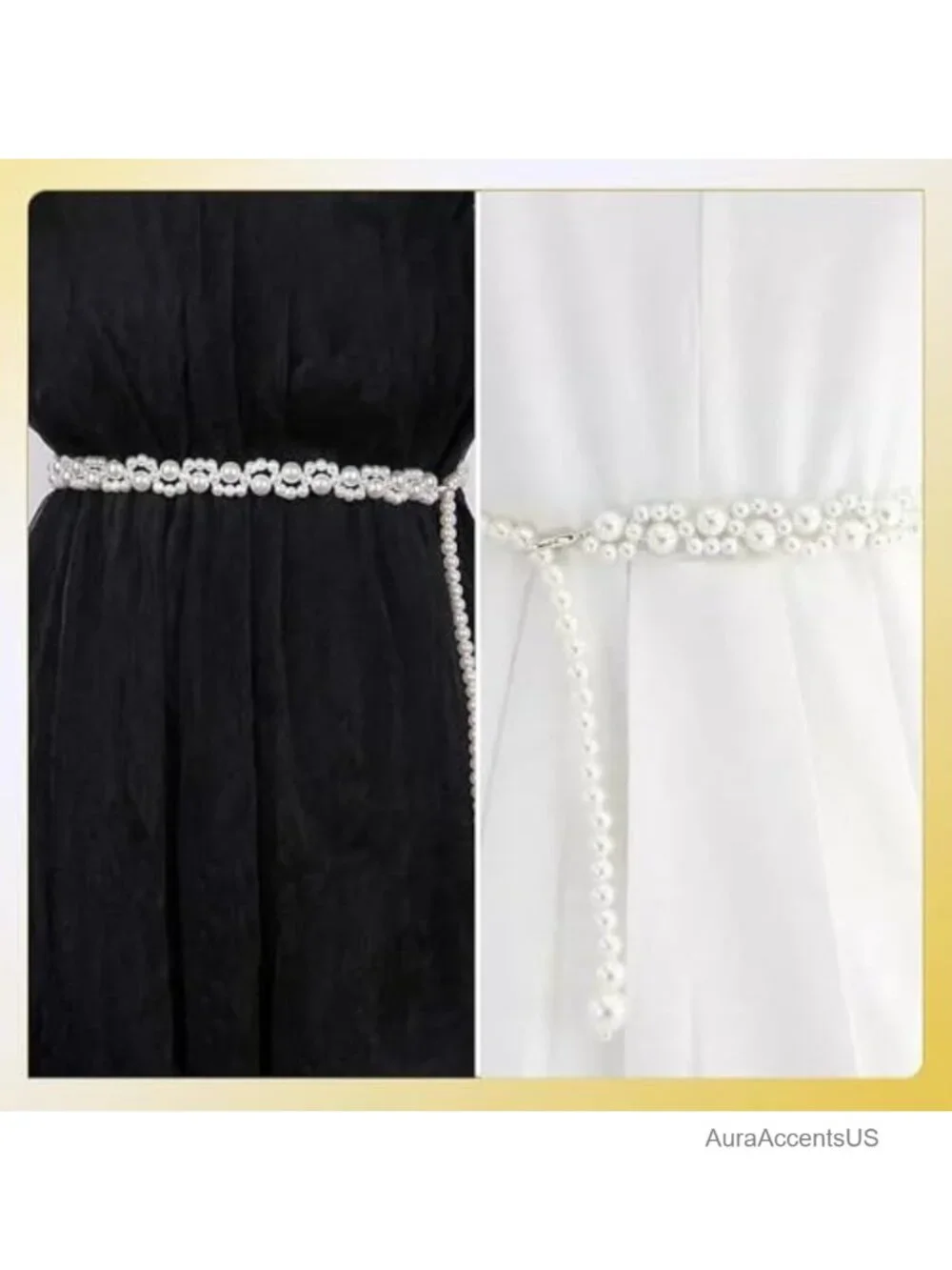 Faux Pearl Adjustable Waist Belt Chain Double Layer Body Chain